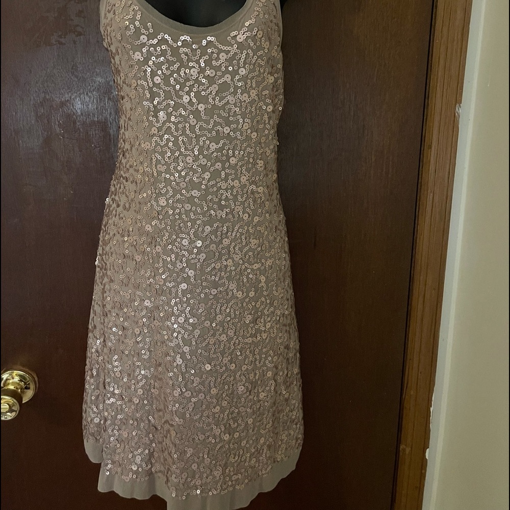 Max Studio Tan Sequins Tank Dress Medium